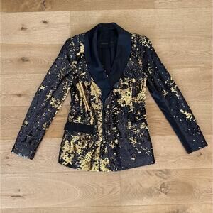 Marcell Von Berlin -  Red Carpet Event Sequin Dress Blazer in Black & Gold